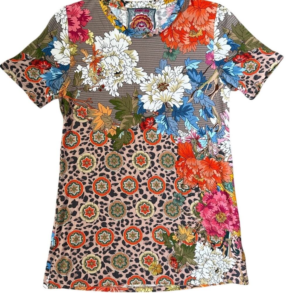 Johnny Was Taylor Leopard Favorite Crewneck Bamboo Short Sleeve Tee Size XXS - Picture 6 of 8